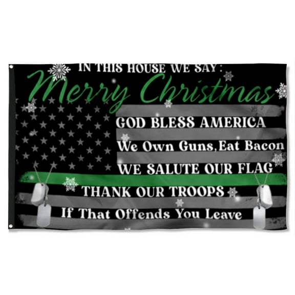 Cayyon In This House We Say Merry Christmas God Bless America Eagle Grommet Flag 3x5Feet Banner with 2 Brass Grommets