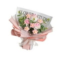 thumbnail image 3 of Ramo de flores de ganchillo hecho a mano con flores artificiales, ramo de punto para boda/ Rosa claro, 3 of 9