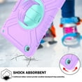 thumbnail image 2 of Hard Back Cover Case for Samsung Galaxy Tab A9+ Tablet (2023) Model SM-X210/X215/X216 - Kids Friendly Shockproof Sturdy Portable Rugged Case with Rotating View Kickstand & Shoulder/Hand Strap, Purple, 2 of 12