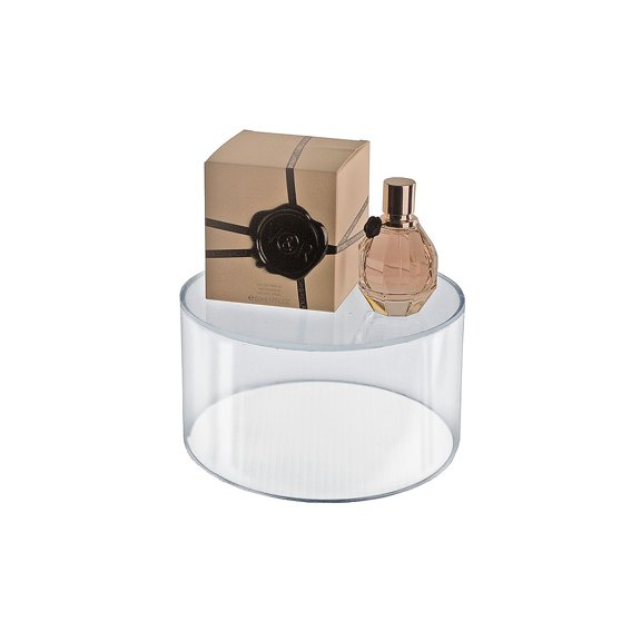 Clear Acrylic Cylinder Display, Plastic Round Container and Riser, 8"W x 6"H
