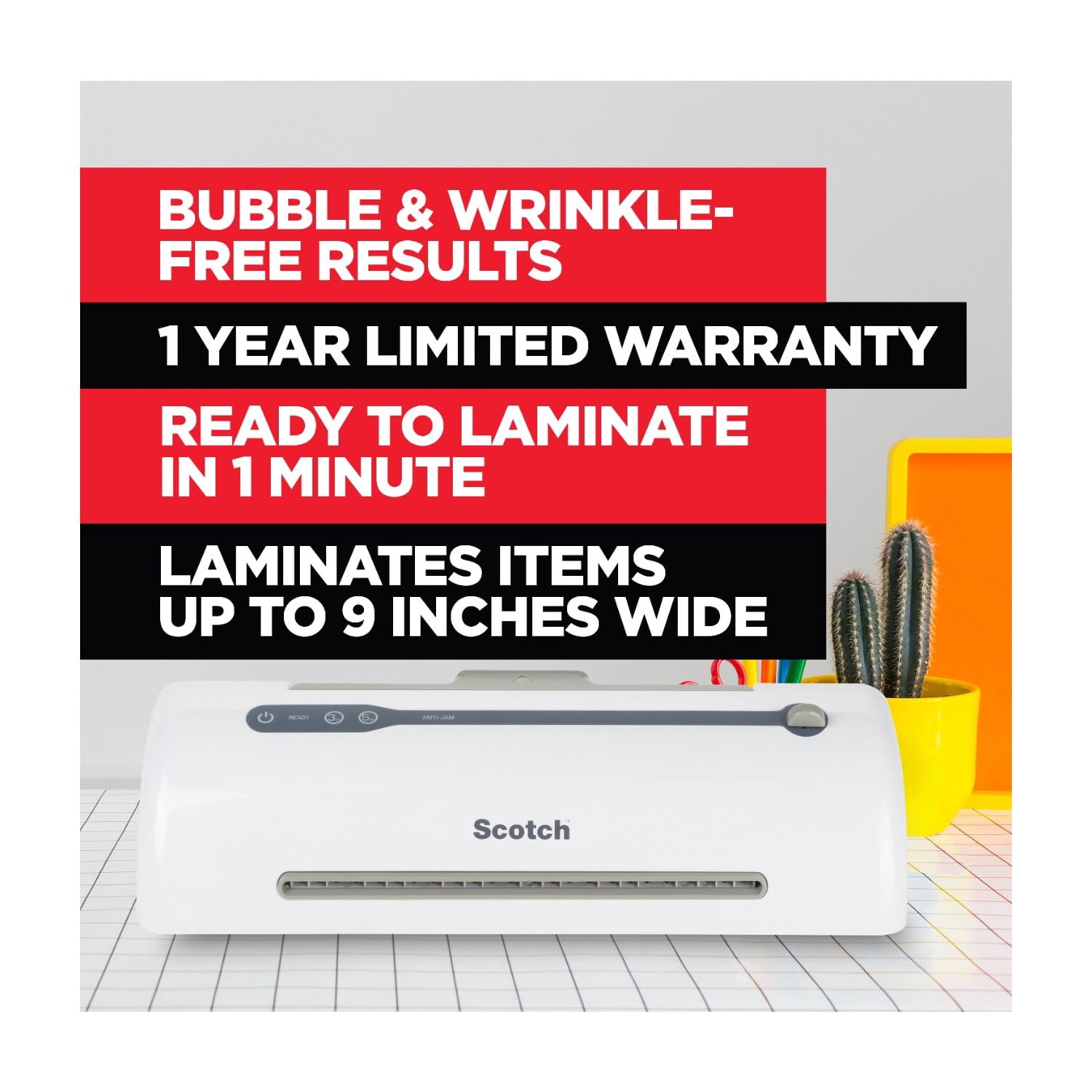 Scotch Rapid Thermal Laminator, 9 in., Includes 2 Laminating Pouches