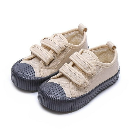 

DancePeanut Autumn Winter Baby Children Boys Hook & Loop Canvas Shoes Kids Girls Plush Lining Breathable Flats Size 17-32