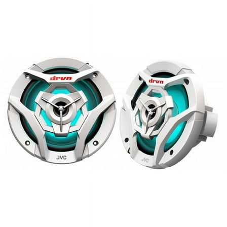 (2) JVC CS-DR621MWL 6.5" 75 Watt RMS 2-Way RBG LED Marine Boat Speakers in White