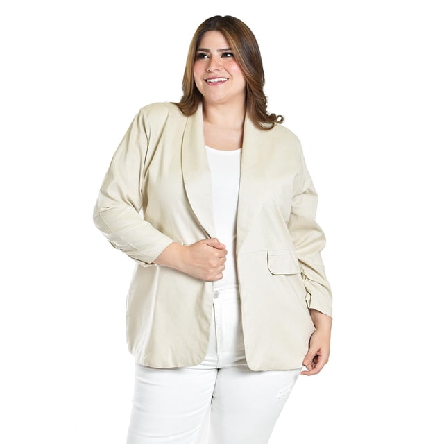 Blazer de lino Roman Fashion /Tallas Extras, 2329 (Beige) beige 42