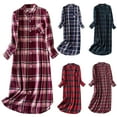 thumbnail image 2 of vigerkar Women's Button Down Flannel Nightgown Long Sleeve Full Length Pajama Top (Hot Pink, L), 2 of 5