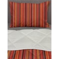 thumbnail image 3 of Geometric Comforter & Sham Bedding Set, Vertical Tiny and Thick Lines Striped Retro Style Graphic Pattern Art, 3 pcs Duvet Set Microfiber Filling Quilt, 5 Sizes, Red Brown Yellow, by Ambesonne, 3 of 4