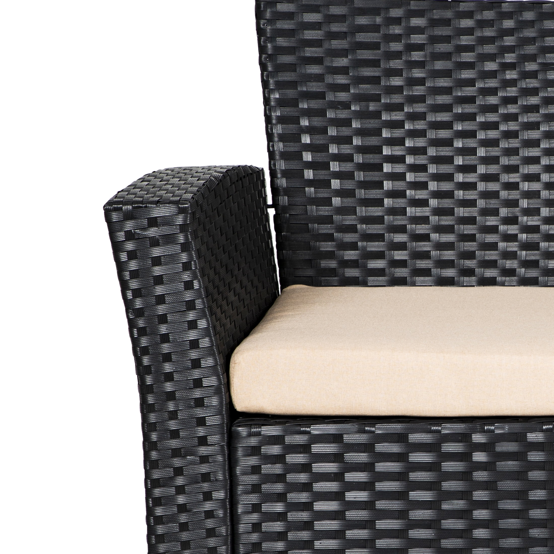 4-Piece Conversation Outdoor Patio Sofa Set with Cushions, Black/Beige