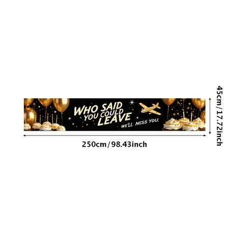 LUUFILx Black Gold Themed Farewell Party Banner with Airplane Star Elements Background Decors for Departure Parties Goodbye Events Photography Props Decorations