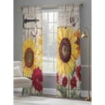 thumbnail image 4 of Red Yellow Sunflowers Sheer Curtains 96 Inch Length 2 Panels Set Window Treatments, Retro Rustic Barn Doors Butterfly Brown Rod Pocket Semi Curtains for Living Room/Bedroom/Kitchen, 104"W x 96"L, 4 of 7