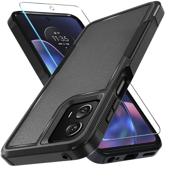 Starshop Motorola G 2025 Case Phone Cover Shockproof Case With Glass Screen - Black