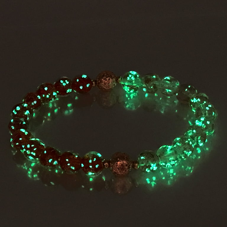 Glowies Glow Jewelry Art & Decor - Aurora Borealis Glow in the Dark Beaded  Stretch Bracelet
