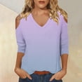 thumbnail image 4 of WZXFASHION Hauts pour Femmes à Manches 3/4 2025 Printemps Col Décontracté Tunique Imprimée T-Shirts à Manches Trois Quarts Hauts pour Femmes à 50 % de Rabais Liquidation T-shirt à Manches Longues pour Femme, 4 of 7