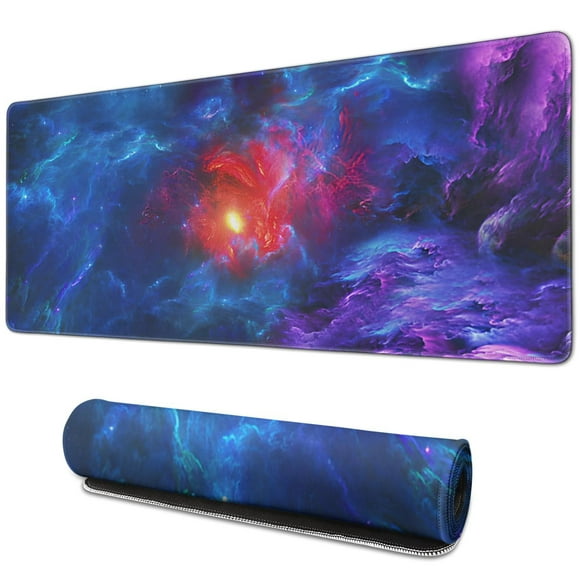 Enhance Gaming Experience with Dazzling Galaxy Mouse Pad; Large, Non-Slip Rubber Base for Accurate Control. Perfect Keyboard & Desk Pad, Stitched Edges - 31.5x11.8inch.