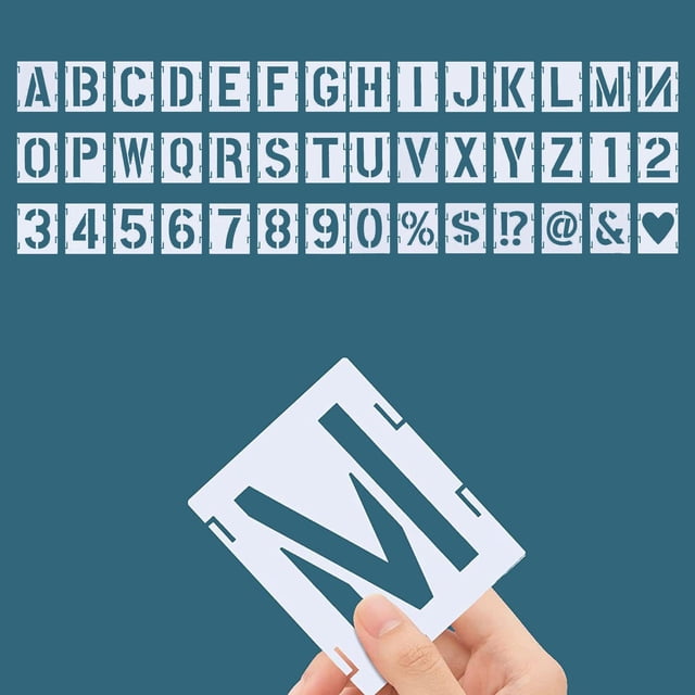 Plantillas de letras, plantillas de pintura de 2 pulgadas, números de símbolos, 42 Uds., plantillas artesanales y plantillas para pintar sobre tela, Macarena plantillas de letras