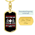 thumbnail image 3 of Name Of The Lord Proverbs 18:10 Stainless Steel or 18k Gold Premium Swivel Dog Tag Keychain, 3 of 8