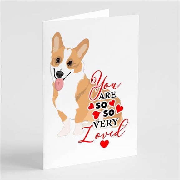 Pembroke Corgi Red and White so Loved Greeting Cards and Envelopes Pack of 8 7 in x 5 in