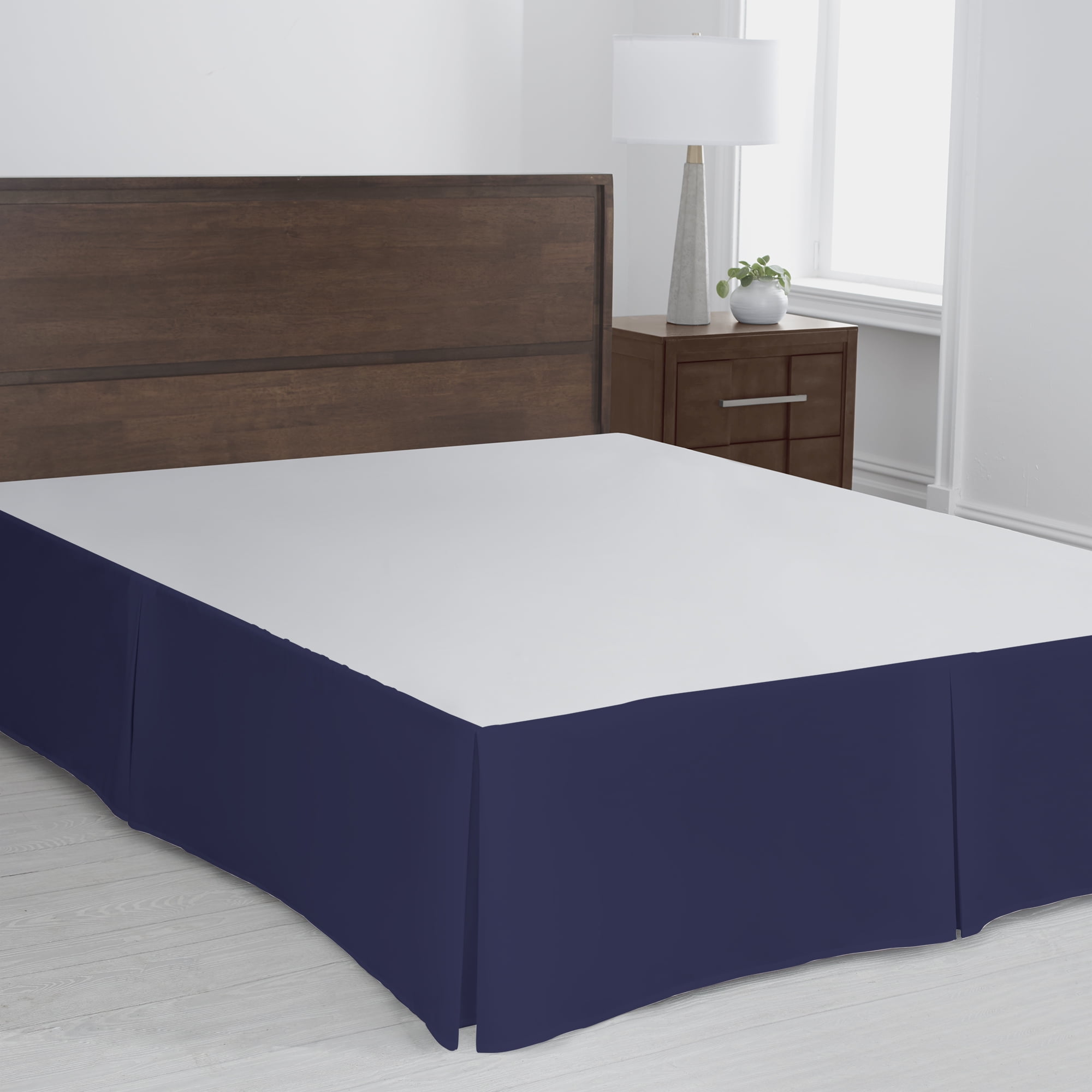 Simply Put Cotton Blend Percale Pleated Bedskirt Twin Navy
