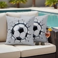 thumbnail image 4 of Football Wall Crack Outdoor Waterproof Pillow Covers, Modern Abstract Footballs in Wall Decorative Square Throw Pillowcase Sofa Cushion Sham for Patio/Couch/Chair, 16"x16" 2 Pack, 4 of 8