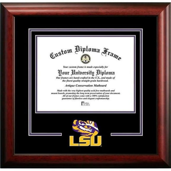 Campus Images LA999SD-1185 11 x 8.5 in. Louisiana State University Tigers Spirit Diploma Frame - Satin Mahogany