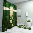 thumbnail image 3 of 4Pcs Green Christmas Bells Printing Bathroom Shower Curtain Set Toilet Cover Mat Bathroom Non-Slip Mat Rug Kit Home Hotel Bath Accessories, 3 of 7