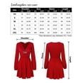 thumbnail image 6 of Furvclv Women Long Puff Sleeve Mini Dress Deep V Neck Solid A-Line Party Casual Dress, 6 of 9
