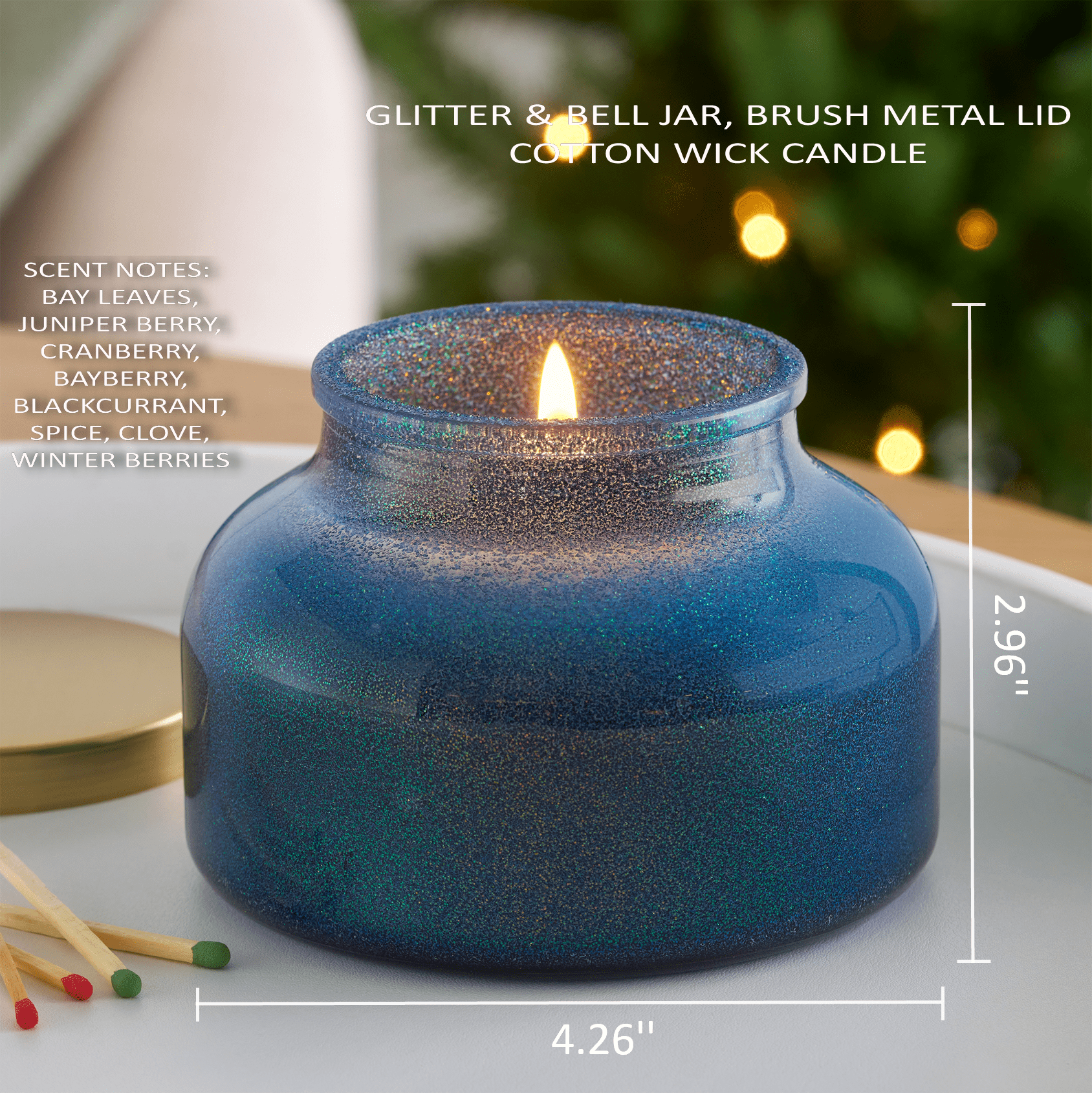 Better Homes & Gardens 1-Wick Holiday Scented Glitter Jar Candle, Winterberry and Bay, 12oz.