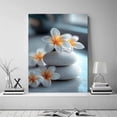 thumbnail image 2 of Mudket Framed,Canvas Wall Art,Ready to Hang,Plumeria Flower Stacked Stones Still Life Canvas Print,Botanical Wall Decor, Floral Artwork for Bathroom Bedroom Office Decor - 12"L x 8"W, 2 of 10