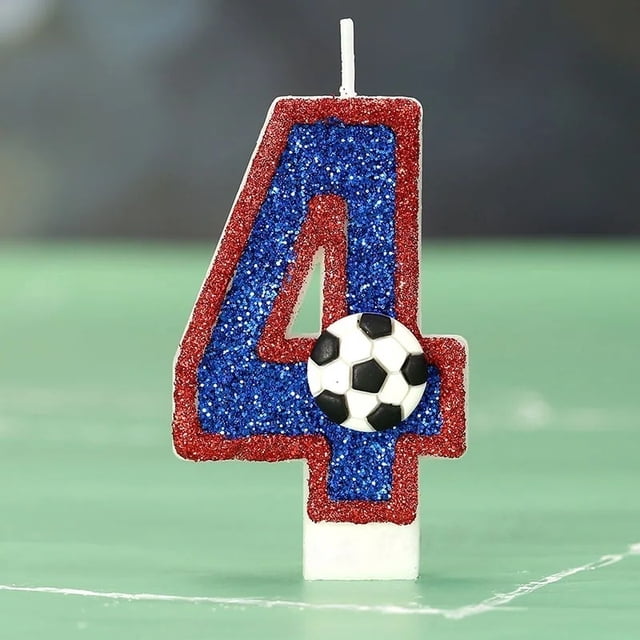 Blue Number Candles Red Edge Football Design Creative Digital Birthday Cake Decoration