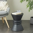 thumbnail image 2 of DecMode 14" x 18" Black Wood Handmade Carved Hourglass Geometric Accent Table with 3D Ring Center, 1-Piece, 2 of 9