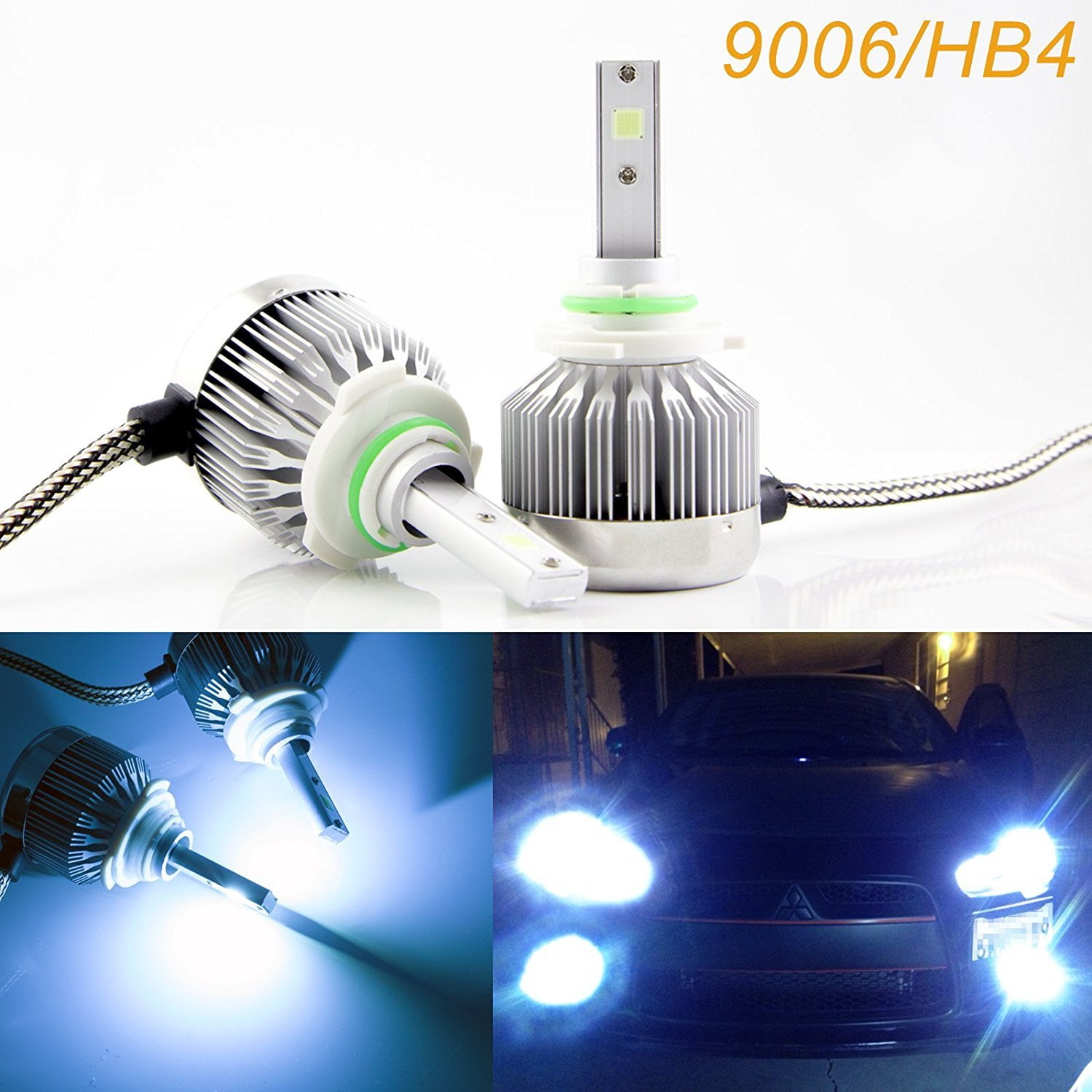 4X 9005 HB3+9006 HB4 LED Headlight conversion Kit High Low Beam 8000K Ice blue