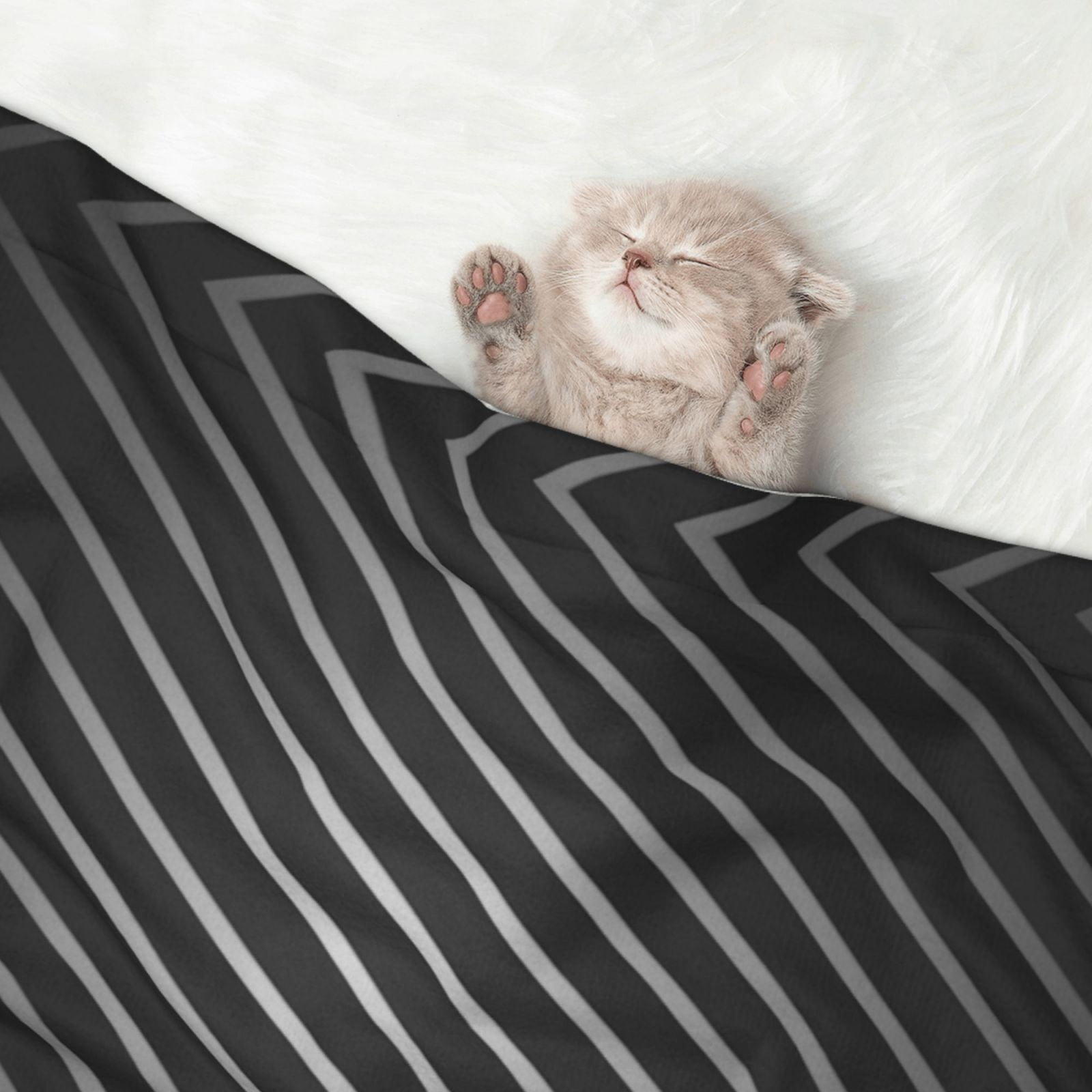 Flannel Throw Dog Blanket Black Stripe Silver Soft Warm Print Pet Blankets for Small Dog Cat Puppy