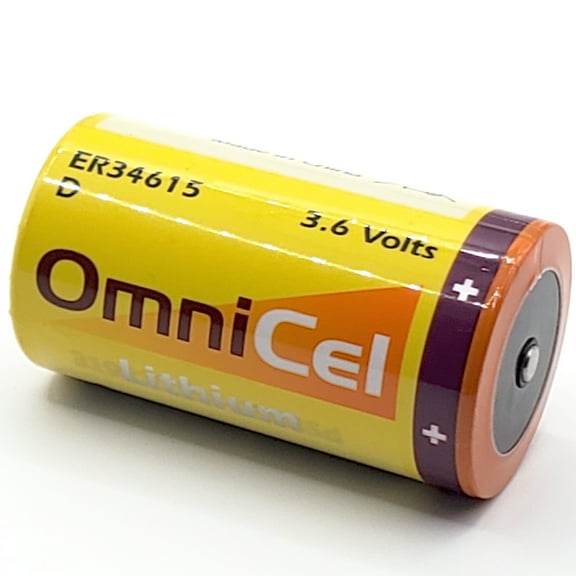 OmniCel ER34615 3.6V 19Ah Sz D Lithium Button Top Battery Sensors Detectors