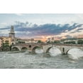 thumbnail image 2 of Tilley, Rob 24x17 Black Ornate Wood Framed with Double Matting Museum Art Print Titled - Italy-Verona Ponte Pietra (Roman Bridge) at Sunset, 2 of 4