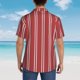 thumbnail image 4 of Balery Stripes Red White Camisas hawaianas de manga corta para hombre, camisas playeras de corte holgado, camisas de vacaciones con botones,Small, 4 of 7