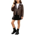thumbnail image 2 of Ynynloco Kids Faux Leather Biker Jacket, Motorcycle Style with Lapel Collar Spring Fall Coat Bomber PU Soft Leather Jackets 1-10Y Years, 2 of 8