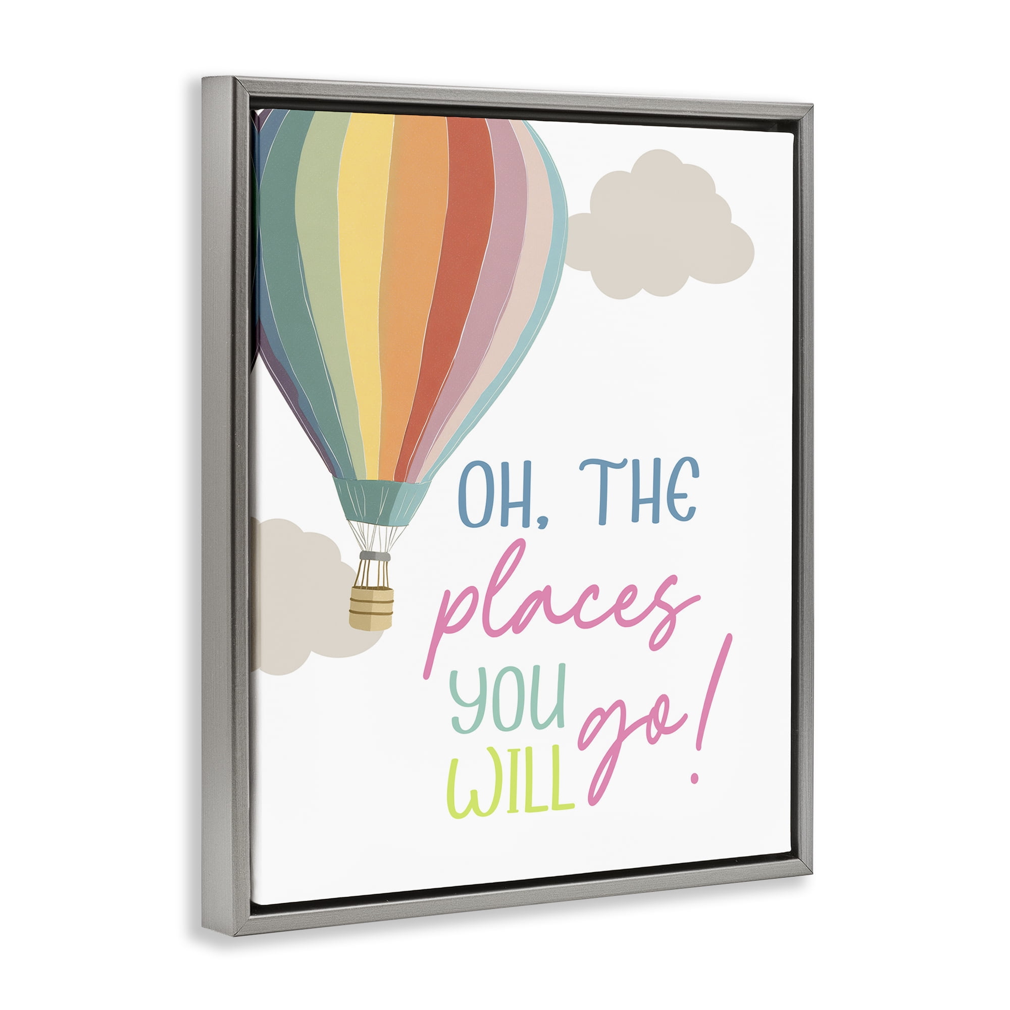 Stupell Industries The Places You Will Go Gray Framed Floater Canvas Wall Art, design by Christine Simpson Art