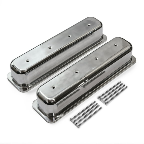 Speedmaster PCE314.1022 Compatible with Chevy SBC 350 Center Bolt Polished Aluminum Plain Valve Cover - Tall w/o Hole
