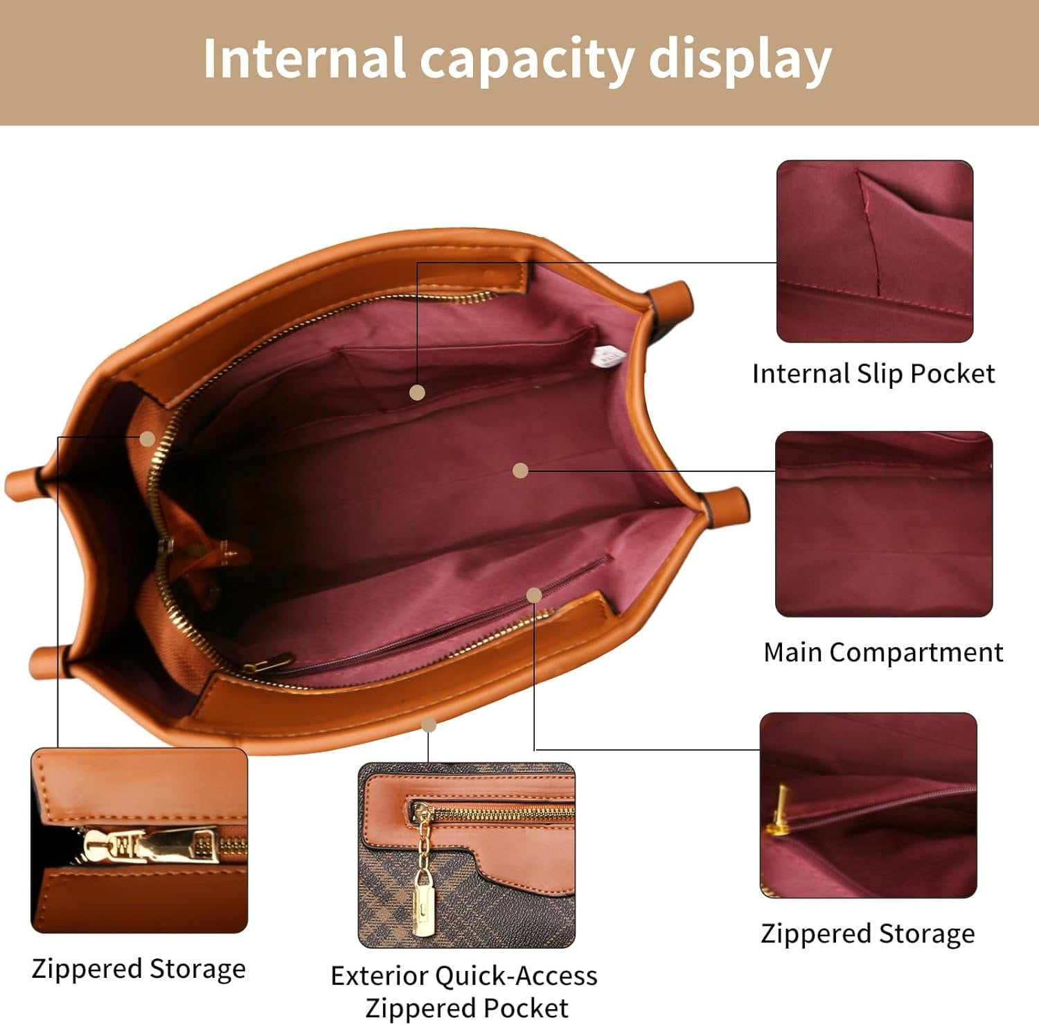 Purses and Handbags for Women, 3 count Women's Handbags Fashion PU Leather, Tote  Top Handle Satchel Purse Bags