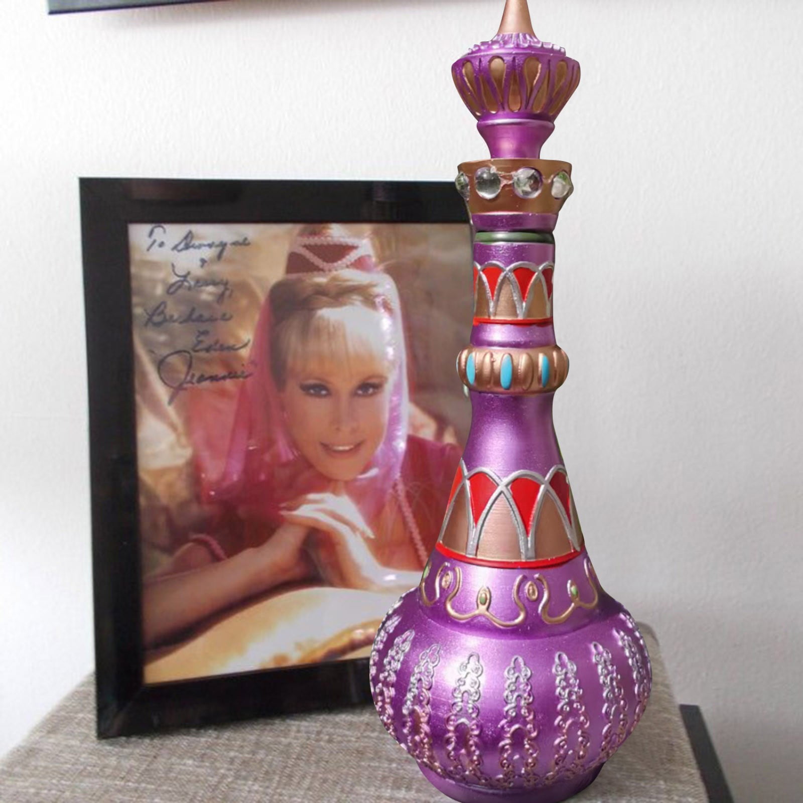 I Dream Of Jeannie Bottle From Mario-Della Casa-Second Season Glass MIRRORED Purple Bottle