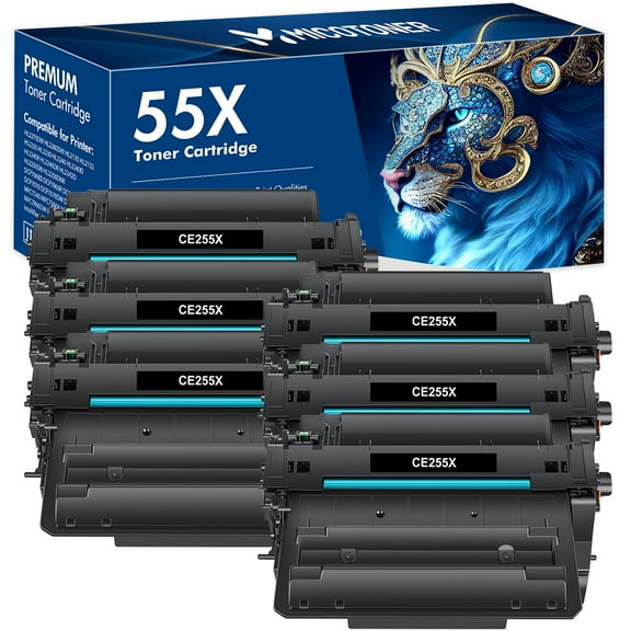 MICOTONER 6-Pack Compatible Toner Cartridge for HP CE255X 55X LaserJet P3015 P3011 P3016 MFCP M525dn M525c M521dn M521dw Printer (Black)
