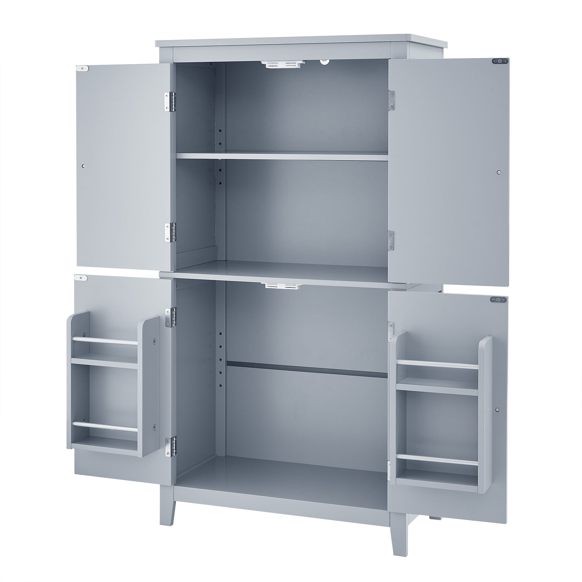 Alvantor Bathroom Cabinet with Adjustable Shelf, Freestanding Wooden Storage Cabinet for Living Room Gray