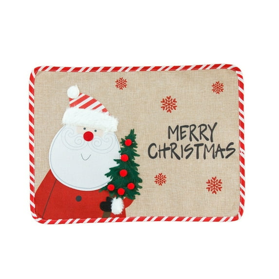 13" x 18" Christmas Placemats Table Mat with Santa Snowman Place Mat Cloth Xmas Kitchen Mat Holiday Decoration for Dining Table Home