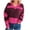Hot Pink, variant on Womens Sweater Long Sleeve V-Neck Striped Contrast Pullover Sweater Green S,Blouse for Women