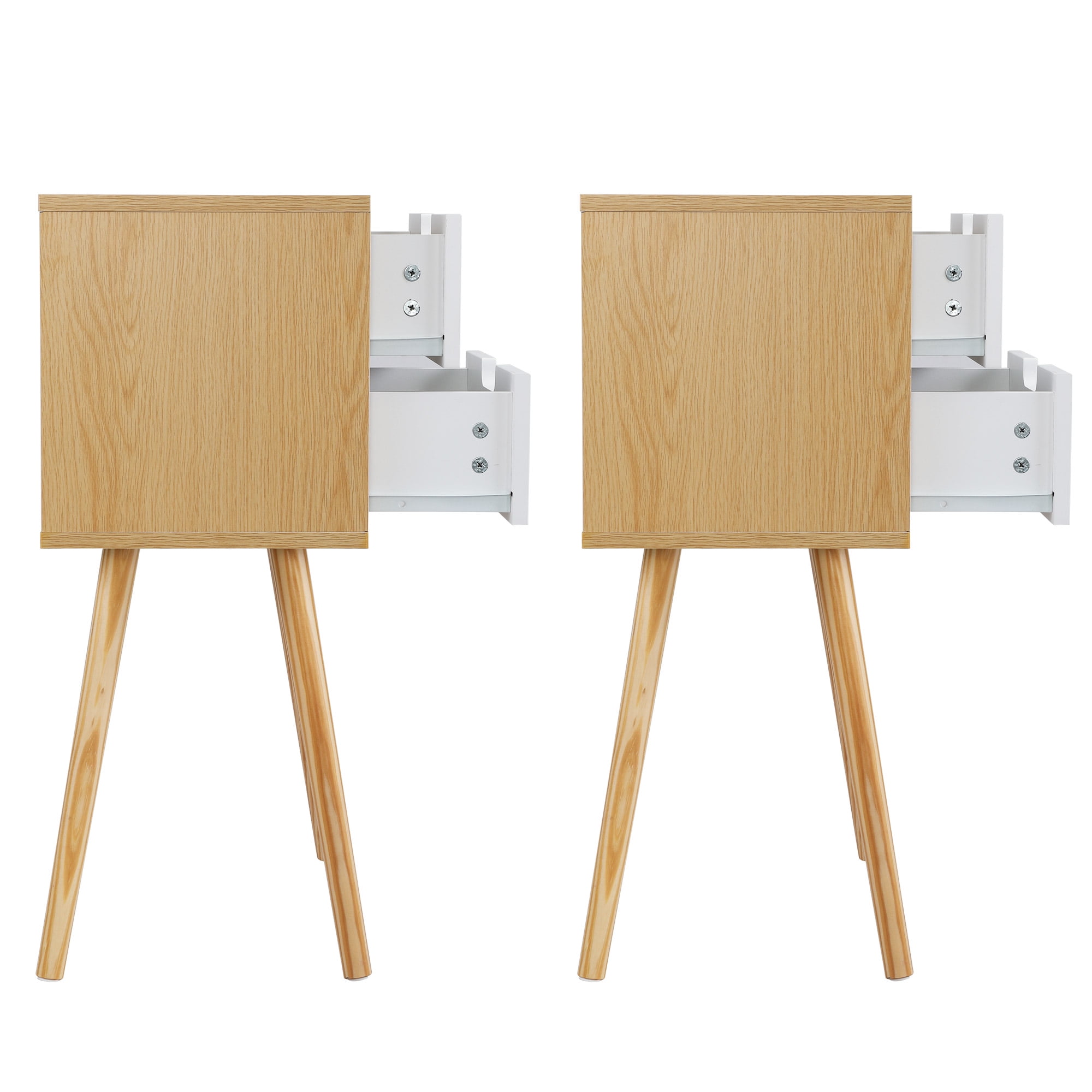 Private Jungle Modern Set of 2 Wooden End Table Nightstand Sofa Table w/2 Drawers Bedroom,White Private Jungle Modern Set of 2 Wooden End Table Nightstand Sofa Table w/2 Drawers Bedroom,White