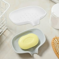 Nkmbld Bar Soap Holder Dish, Deflector Soap Box Household Bathroom Sink Non-slip Drainage Soap Tray for Kitchen, Bathroom, Laundry, White