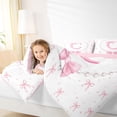 thumbnail image 3 of Manfei Pink C Personalized Initial Twin Bedding Sets 7-Piece for Kids Girls,Cute Bow Tie Bling Pearl Print Bedding Comforter Set for Teens Women,Pink Reversible,Ultra Soft Home Decor, 3 of 7