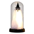 thumbnail image 2 of Halloween Ghost Light with Glass Cover Decor, Halloween Indoor Light-Up Ghost in Glass Cloche Decorations, Cute Ghost Light for Home Kitchen Mantel Tabletop Party Decor Holiday Supplies (Black, C), 2 of 7