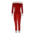 thumbnail image 6 of Musuos Women Sexy Christmas Costumes Off Shoulder Long Sleeves Bodycon Romper, 6 of 8