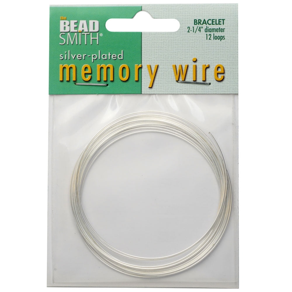 The Beadsmith Plated Memory Wire - 2.25” Diameter - 12 Coils Each - Silver Color - Stainless Steel - Create Multi-Strand DIY Bracelet and Bangle Jewelry