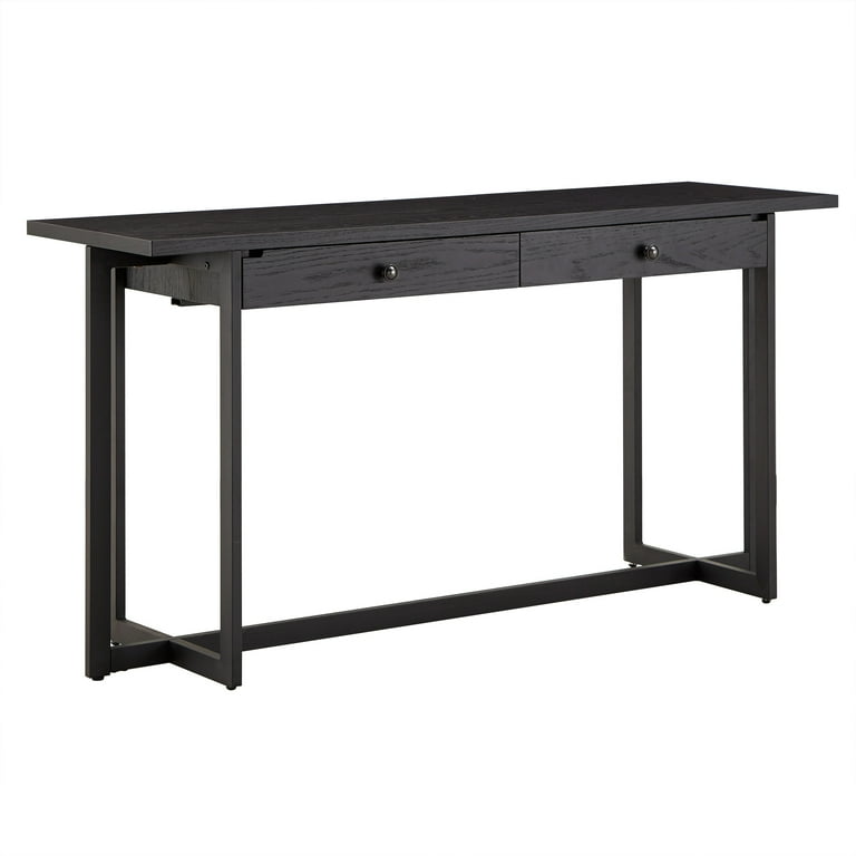 Weston Home Talvas 2 Drawer Desk with Power Outlet Black